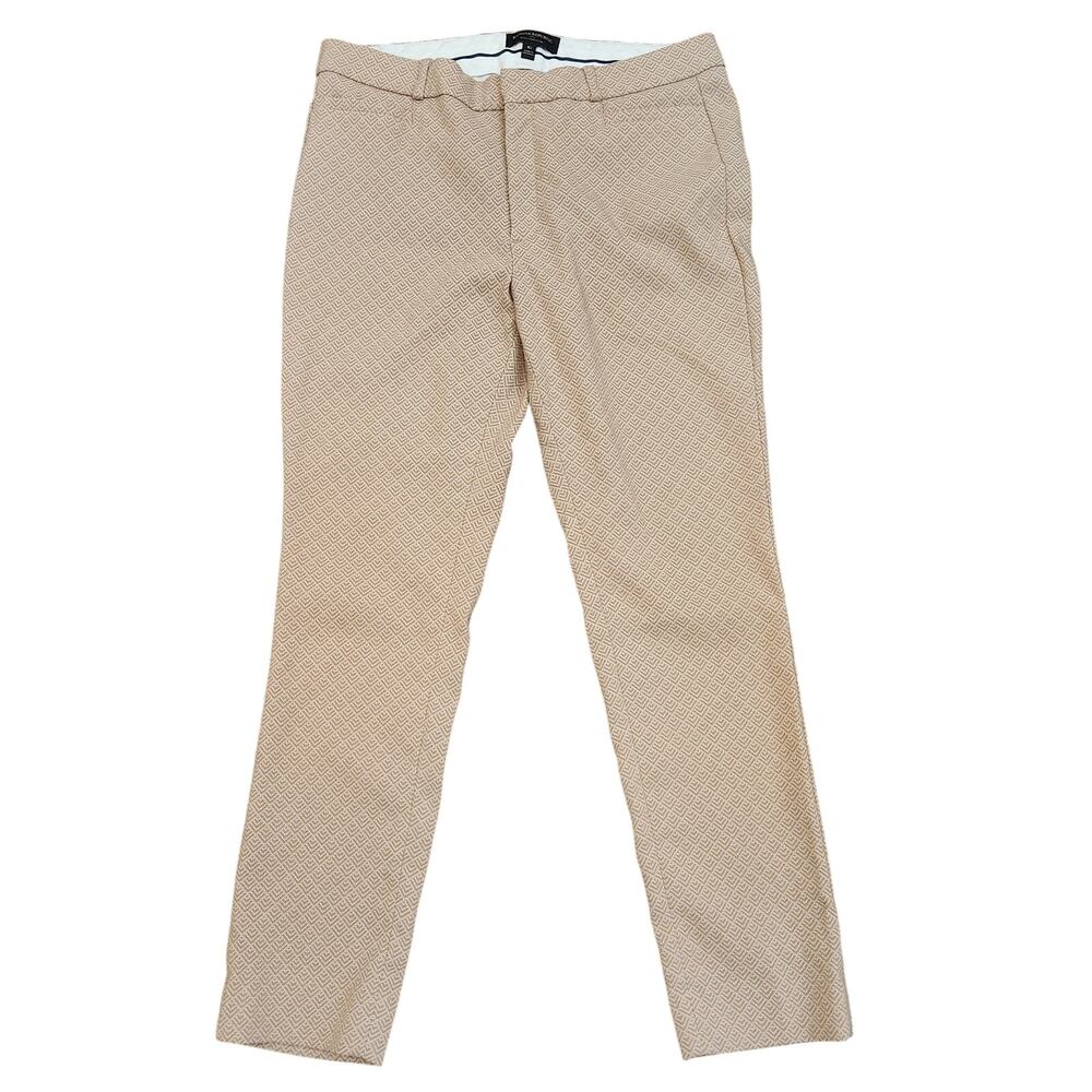 Banana Republic Sloane Tan Beige Geometric Chevron Slim Ankle Dress Pants 10
